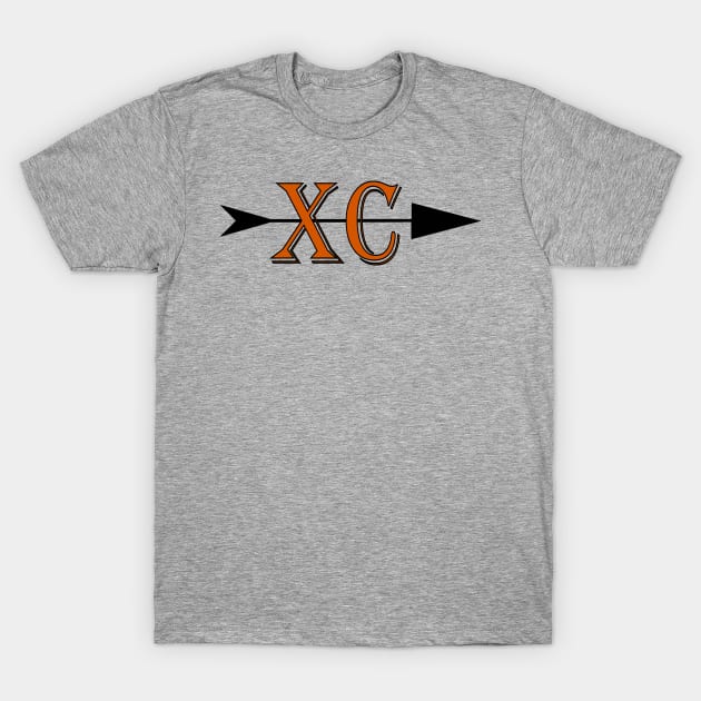 Cross Country Logo XC with an arrow in black and orange T-Shirt by Woodys Designs